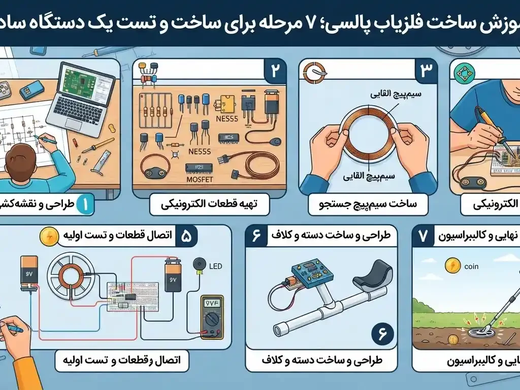 آموزش ساخت فلزیاب پالسی؛ ۷ مرحله برای ساخت و تست یک دستگاه ساده